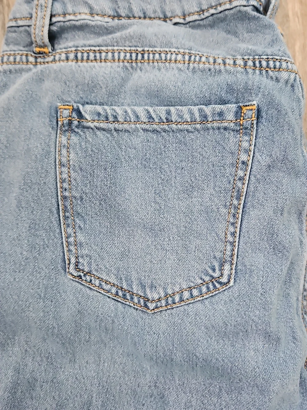 Light Wash Denim Cargo Jeans Slitted Bottom - Picture 6 of 6